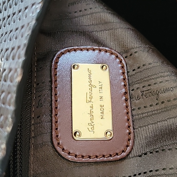 SALVATORE FERRAGAMO Bice Brown Woven Leather Tote - Picture 4 of 8